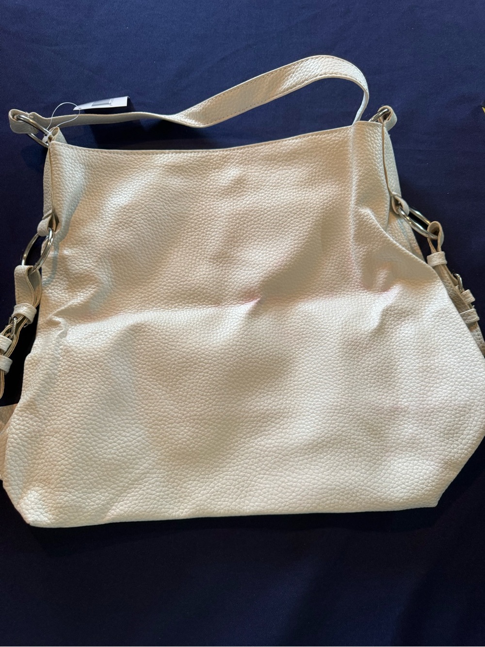 Women's Cream Pebbled Leather Shoulder Bag